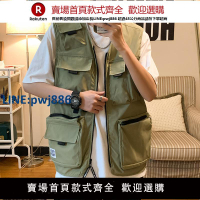 【高品質超低價】美式高街潮牌機能風多口袋工裝戰術馬甲男女嘻哈寬松百搭背心外套