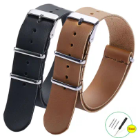 PU Leather Bracelet Watch Accessories Military Watch Band Strap Artificial Leather Watch Strap 18mm 20mm 22mm 24mm