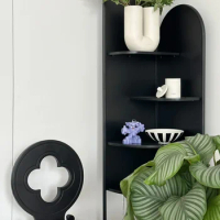 PH Home Corner Cabinet Nordic Light Luxury Bedroom Wall Corner Storage Cabinet Storage Shelf Bookcase Black Iron Art