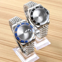 NH35 Watch Accessories Watch Case For Seiko NH35 NH36 Movement Cyclops Sapphire 904L Steel Strap 100 meters Waterproof Case