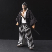 1/12 Scale Japanese Ronin Samurai Striped Kimono Coat Pants Vest Clothing Set For 6in Action Figure Toy