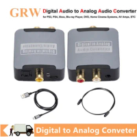 GRWIBEOU Digital to Analog Audio Converter 192KHz DAC Digital Spdif Optical Toslink Coaxial to 3.5mm Aux 2RCA Decoder Receiver