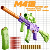 2024 New M4A1 Carrot-colored Soft Bullet Gun Toy Gun M4 Assembled Automatic Mechanical Repeating Toy Gun Outdoor Shooting Game