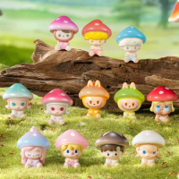 POPBean Mushroom Elf Series Pucky Dimoo Chaka Molly Labubu Ziga Crybaby Sweet Bean Action Figure Doll Toys Gifts for Kids