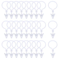 80 Pcs Black Curtain Rod Shower Curtain Ring Clips with Rings Household Drapes for Hanging Drapery White