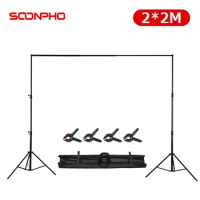 SOONPHO Tripod 2M Photography Background Backdrop Stand Support Picture Canvas Frame For Photo Video Studio Muslin Green Screen