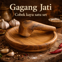 Cobek dan Ulekan Kayu Jati Yang estetik dan Clasik