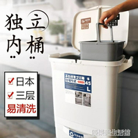 垃圾桶 雙內桶日本垃圾分類垃圾桶家用廚房干濕分離帶蓋大號雙層余垃圾箱 年終特惠