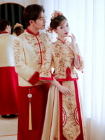 金色秀禾服新娘新款結婚中式嫁衣敬酒服禮服龍鳳褂情侶秀和女
