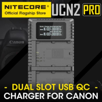 NITECORE UCN2 PRO Camera Battery Charger Digital USB QC Fast Charge Dual Slot for Canon LP-E6N EOS R5 R6 Ra 60D 70D 5DS 90D 5D