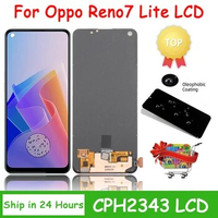 6.43“AMOLED For Oppo Reno7 Lite LCD CPH2343 Display Frame+Touch Panel Digitizer For Oppo Reno 7 Lite 7Lite Display Frame