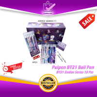Pulpen BT21 Ball Pen Bisa Dihapus Karakter BT21 Zodiac Series 12 Pcs Plastik Gray Sekolah Stationery