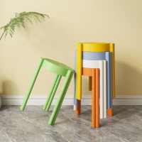 塑料凳子加厚家用可疊放餐桌板凳圓凳時尚創意高凳子北歐簡約椅子