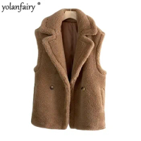 New Teddy Bear Coat Women Short Warm Vest Alpaca Hair Loose Fashion Trend Big Brand Autumn Winter Fur Coat Winter Jacket Women F