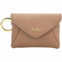 Max Mara SETTE 字母徽標鹿皮信封釦卡片夾/零錢包(灰棕色)