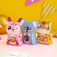 Cartoon Tiger Koala Penguin Cookies Candy Gift Paper Boxes Bag Happy Birthday Baking Packaging For Biscuits Snack Party Supplies