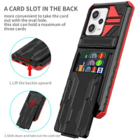 For Xiaomi Redmi Note 12 Pro Case Shockproof Card Slot Holder Armor Phone Case For Redmi Note 12 Pro + Plus Kickstand Back Cover