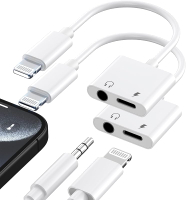 [Apple MFi Certified] iPhone 14 13 Headphone Adapter 2 Pack 2 in 1 Lightning to 3.5mm Headphone Jack