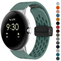 Silicone Magnetic Strap for Google Pixel Watch 2 Band Accessories Soft Sport Smartwatch Silicone Bracelet for Pixel Watch 1