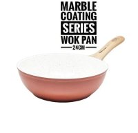 Wajan Wok Pan Marble Anti Lengket Minowa by Yoshikawa Induksi 24CM