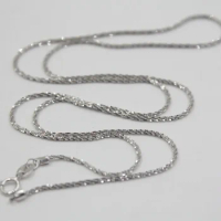 New Au750 Real 18K White Gold Chain Women Full Star Link Necklace 18inch