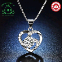 Dây chuyền bạc ý cao cấp dây chuyền bạc 925 kim cương Moissanite 1carat trái tim có kèm kiểm định GR