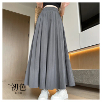 【初色】冰絲肌理感涼感高腰顯瘦鬆緊高腰A字半身褲裙長褲-共6色-11176(M/L可選)