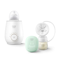 【PHILIPS AVENT】親乳感輕巧型經典組 單邊電動吸乳器+快速食物加熱器(SCF323+SCF358)