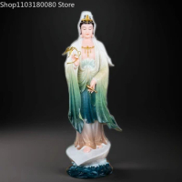 88cm White Marble "A leaf Guanyin" buddha statue white jade Avalokitesvara standing statue sculpture