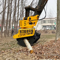 Custom forestry log grapple saw clamp rotary claw grab with chainsaw tree cutter and move