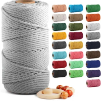 Macrame Cotton Cord 5mm Handmade Colorful Braided Cotton Rope for Wall Hanging Plant Hangers Gift Wrapping Tapestry DIY Crafts