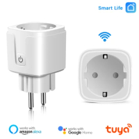 16A EU Smart Wifi Power Plug with Power Monitor Smart Home Wifi Wireless Socket Outlet Works for Alexa Google Home