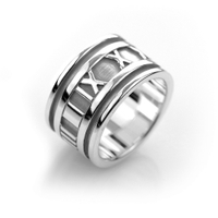 二手品 Tiffany&Co. 蒂芙尼 Atlas系列 羅馬數字925純銀戒指(超寬版)