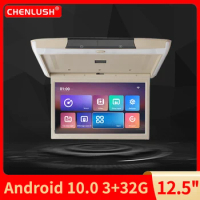 Android 10.0 3+32G 12.5 inch hdmi Monitor 4K Multimedia Player IPS Screen Flip Car Ceiling Monitor Support 4K Video/WIFI