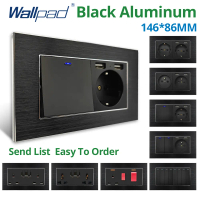 [LOD TGHN 555] Wallpad Black Aluminum Panel 5 6 7 8 Gang 2 Way Reset Wall Light Switch With LED Dimm