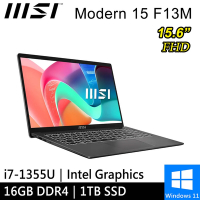 MSI微星 Modern 15 F13MG-240TW-SP1 15.6吋 灰(i7-1355U/16G/1TB SSD/W11)特仕版