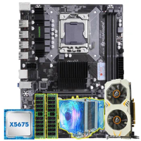 HUANANZHI X58 LGA1366 Motherboard Combo Xeon CPU X5675 3.06GHz with Cooler RAM 8G(2*4G) REG ECC Video Card GTX750Ti 2G PC Parts