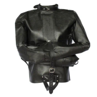 Black Jacket Restraints Gimp PU Leather Fancy Dress Slave Sex Furniture Blindfold Bdsm Bdsm Collar