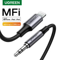 Ugreen MFi Lightning to 3.5mm Aux Cable for iPhone 11 Pro Max X 7 3.5mm Jack Male 1M Cable Car Converter Headphone Audio Adapter