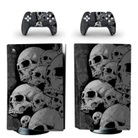 PS PS5 Disk Skin Sticker Vinyl Skull Ghost PS5 Standard Disc Sticker for PlayStation 5 Console and 2 Controllers