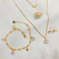 Set Perhiasan Mata Satu Lapis Emas Aksesoris Perhiasan Wanita - 1 Set, 8