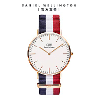 Daniel Wellington DW 手錶 Classic Cambridge 36mm藍白紅織紋錶 絕版 DW00100032