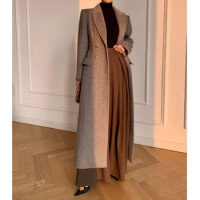 Hot Sale Women Long Woolen Suit Coat Temperament Office Lady Slimming Fit Waist Elegant Overcoat Jacket For Autumn Winter Blazer