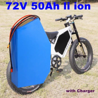 72v 50Ah lithium ion triangle battery 18650 li ion Polygon battery for 5000w Mountain Bike scooter Motorcycle + 10A charger