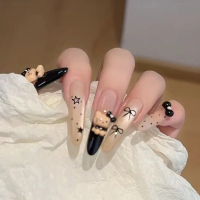 Handmade Nail Art Wearable Nails Sweet Cool Kitty Cat Eye Gradient Polka Dot Hot Style Brightening S