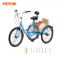 VEVOR Adult Tricycles Bike 7 Speed 20 Inch Carbon Steel Adjustable Seat Picnic Shopping For Seniors Women Men