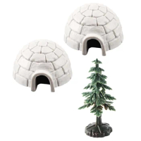 Polar Igloo Christmas Tree Figurines Set Miniature Realistic Ice House Models Toy Playset