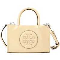 TORY BURCH Ella Bio 迷你款 雙T標誌漆皮托特包(裸膚色)