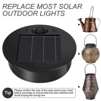 2Pcs Solar Lantern Light Replacement Top with 30 LED String Light LED Solar Panel Lantern Lid Outdoor Round Solar Lights