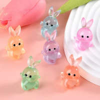 10pcs Diy Resin Luminous 3D Rabbit Cabochon Charms Supplies Additions Decor For Slimes All Filler Cute Bunny Resin Accessories